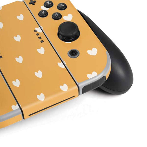 Yellow and White Hearts Nintendo Switch OLED (2021) Skin